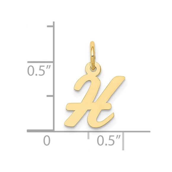 10k Yellow Gold Small Script Initial H Charm - Picture 3 of 4